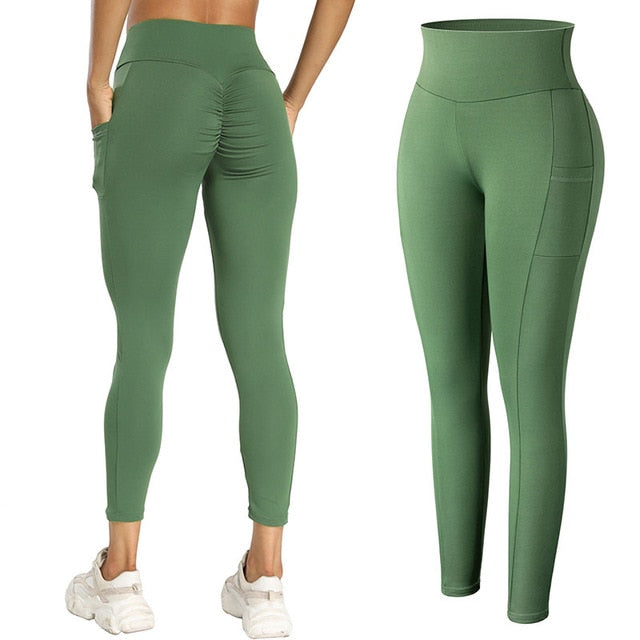 SALE! Olive Khaki Green Cassi Side Pockets Workout Yoga Leggings