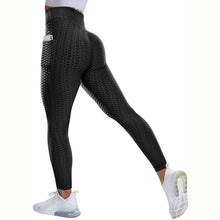 Load image into Gallery viewer, Leggings - Textured High Rise Leggings - Black No Pockets - Black With Pockets / S - stylesbyshauntell

