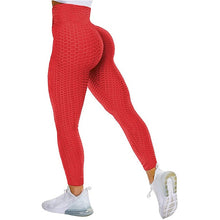 Load image into Gallery viewer, Leggings - Textured High Rise Leggings - Red No Pockets / S - stylesbyshauntell
