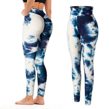 Load image into Gallery viewer, Leggings - Tie Dye Scrunch Leggings - Blue-White No Pockets / XL - stylesbyshauntell
