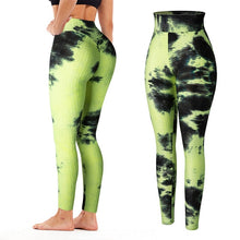 Load image into Gallery viewer, Leggings - Tie Dye Scrunch Leggings - Black-Yellow No Pockets / M - stylesbyshauntell
